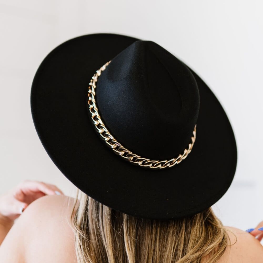 Gold chain fedora